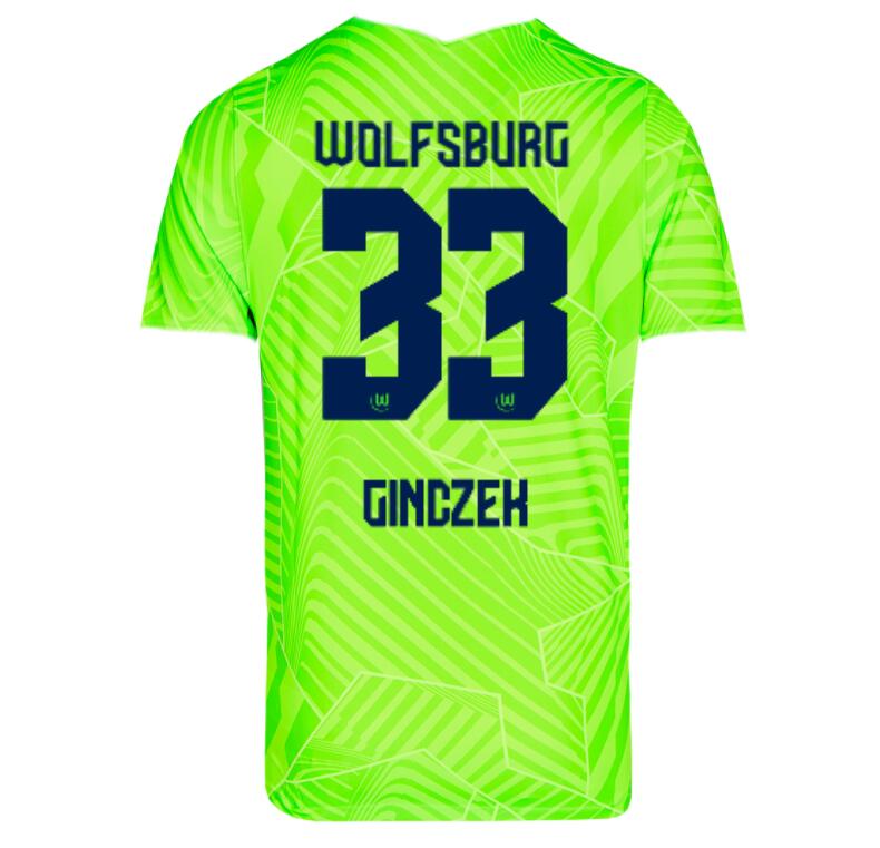 2021/22 Wolfsburg Home Kit Soccer Jersey with Ginczek 33 printing